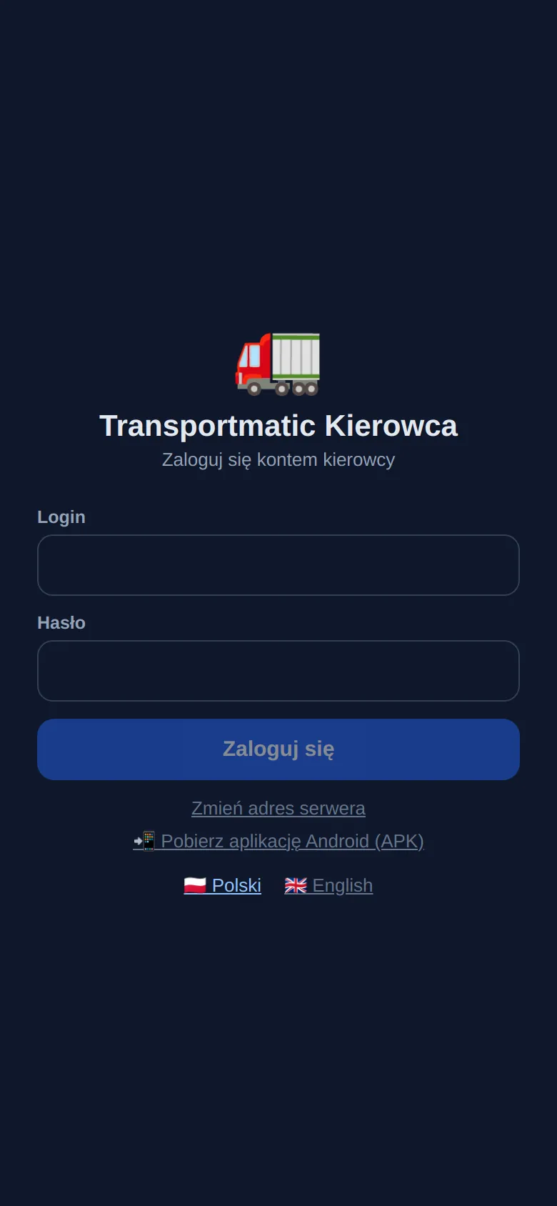 Logowanie do aplikacji kierowcy